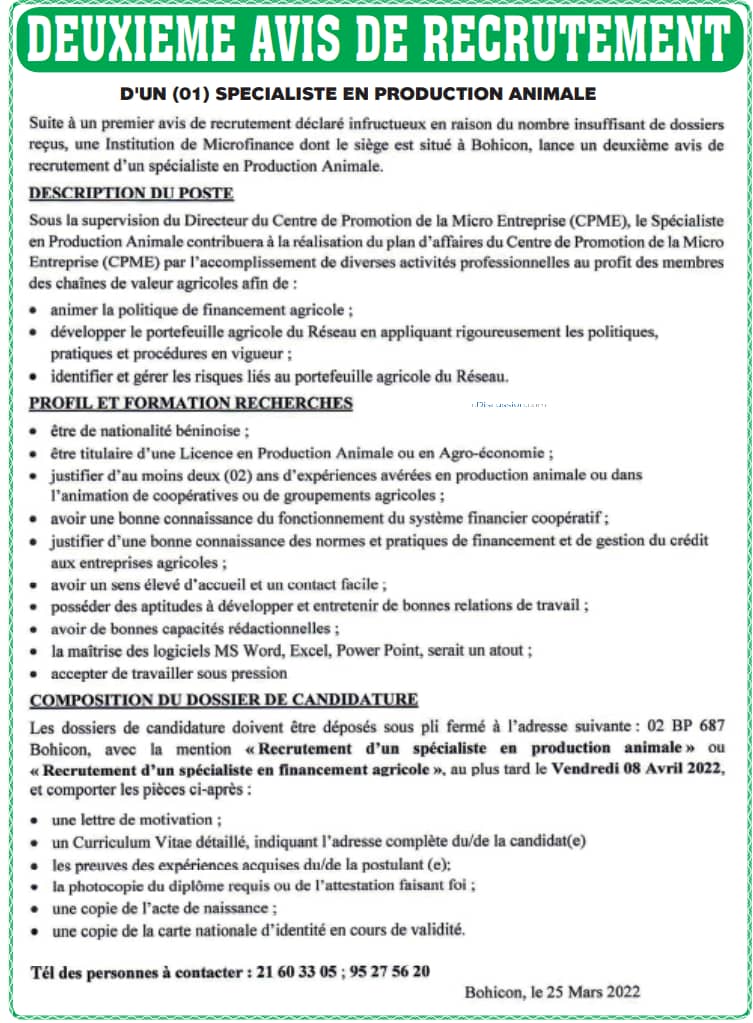 B Nin Une Institution De Microfinance Recrute Vitrine Infos