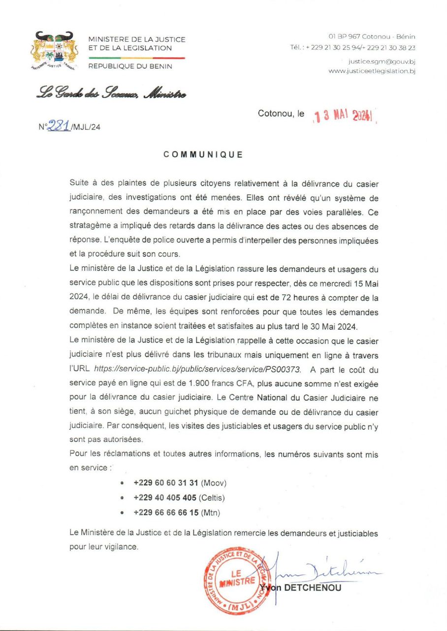 Retard dans la délivrance du casier judiciaire : Un réseau de rançonnement démantelé